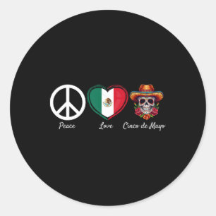 Adesivo Peace Love Cinco De Mayo Mexicano 5