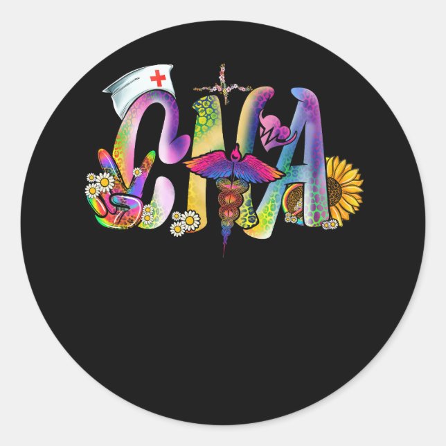 Adesivo Peace Love CNA Enfermeira certificada por enfermei (Frente)