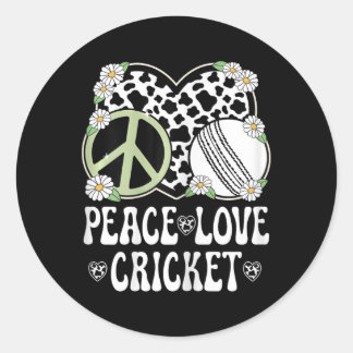 Adesivo Peace Love Cricket Lover Cow Print Women Girls Cut