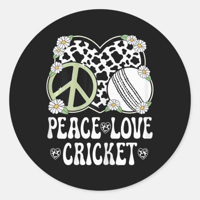 Adesivo Peace Love Cricket Lover Cow Print Women Girls Cut (Frente)