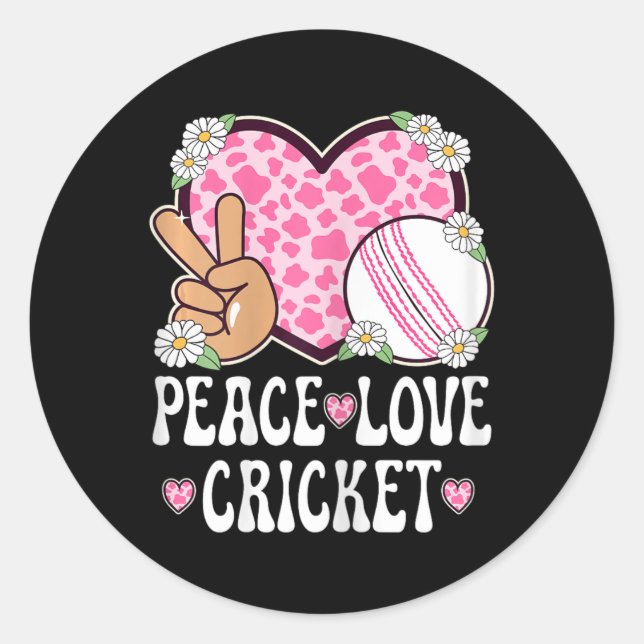 Adesivo Peace Love Cricket Lover Cow Print Women Girls Cut (Frente)