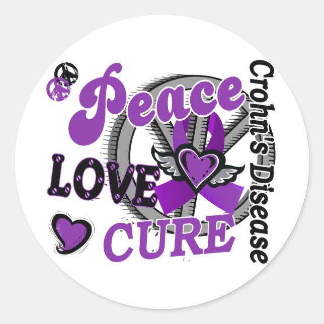 Adesivo Peace Love Cure 2 Crohn's Disease (Frente)