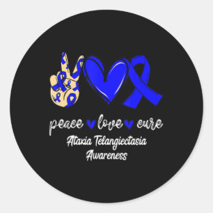 Adesivo Peace Love Cure Ataxia Telangiectasia Blue Ribbon