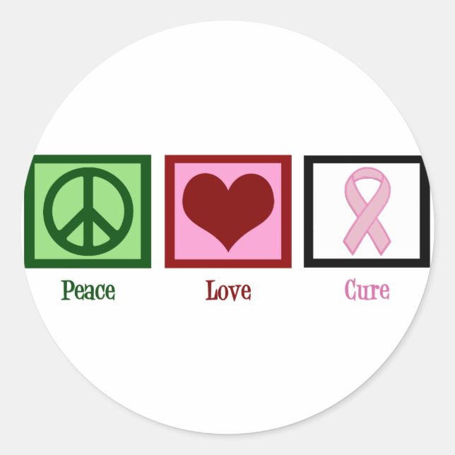 Adesivo Peace Love Cure Break Cancer (Frente)