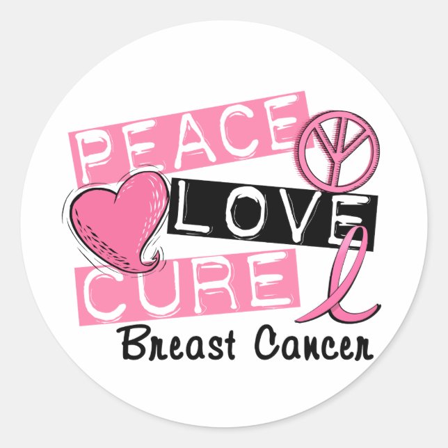 Adesivo Peace Love Cure Break Cancer (Frente)
