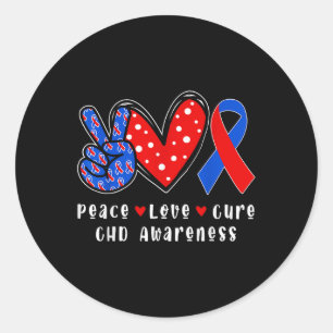 Adesivo Peace Love Cure Chd Congenital Defect Awaren