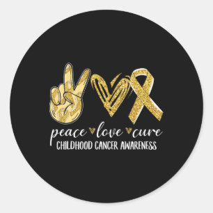 Adesivo Peace Love Cure Chilhood Cancer Awarness Dourado R