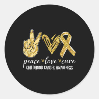 Adesivo Peace Love Cure Chilhood Cancer Awarness Dourado R