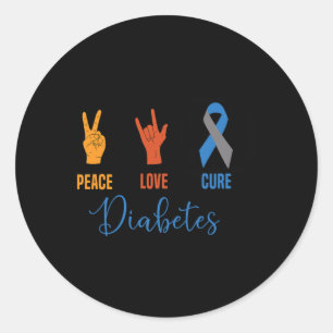 Adesivo Peace Love Cure Cinza Blue Ribbon Type 1 Vintage D