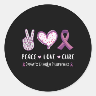 Adesivo Peace Love Cure Crohn'S Disease Awarness Ibd