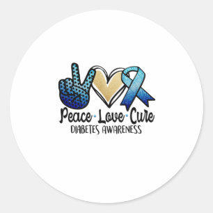 Adesivo Peace Love Cure Diabetes Awareness