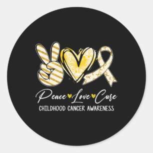 Adesivo Peace Love Cure Dourada Ribbon Chilhood Cancer Awa