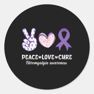 Adesivo Peace Love Cure Fibromialgia Sensibilização Mês Wa