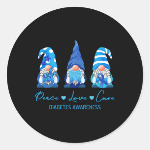 Adesivo Peace Love Cure Gnome Diabetes Sensibiliza Sobrevi