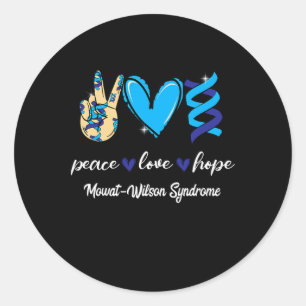 Adesivo Peace Love Cure Mowat-wilson Syndrome Blue Ribbon