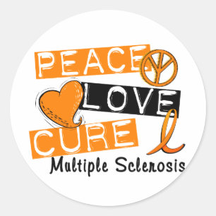 Adesivo Peace Love Cure Multiple Clerose MS