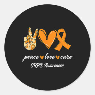 Adesivo Peace Love Cure Orange Ribbon Crps Dom Consciência