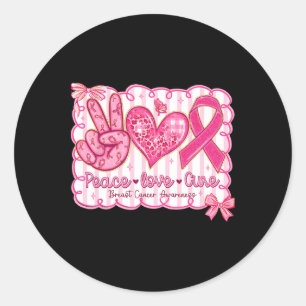 Adesivo Peace Love Cure Pink Ribbon Bree Cancer Awarenes