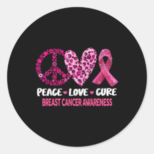 Adesivo Peace Love Cure Pink Ribbon Bree Cancer Awarenes