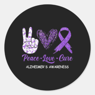 Adesivo Peace Love Cure Purple Ribbon Disease