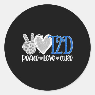Adesivo Peace Love Cure Type 2 Diabetes Awarts T2D Blue