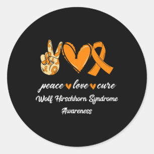 Adesivo Peace Love Cure Wolf Hirschhorn Syndrome Ribbon Aw