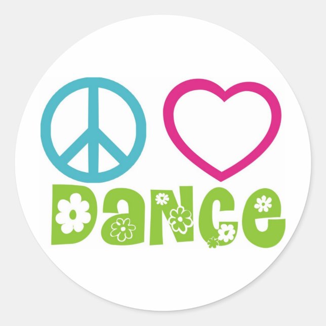 Adesivo Peace Love Dance (Frente)
