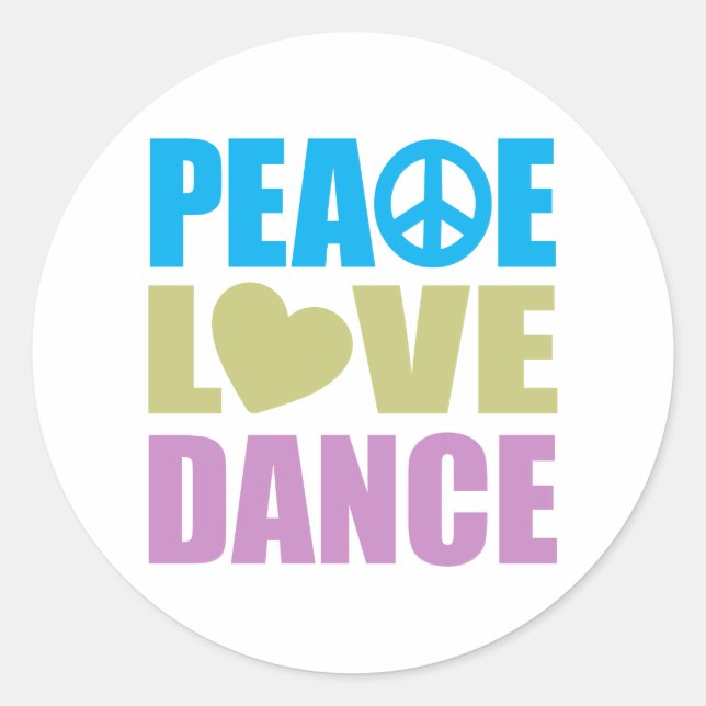 Adesivo Peace Love Dance (Frente)