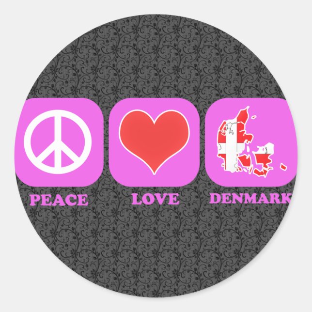 Adesivo Peace Love Dinamarca (Frente)