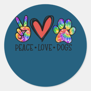 Adesivo Peace Love Dogs Paws Tie Dye Rainbow Animal Rescut