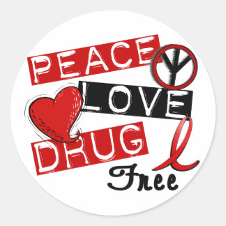 Adesivo Peace Love Drug Free