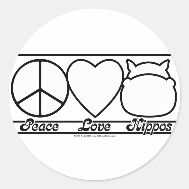 Adesivo Peace Love e Hippos (Frente)