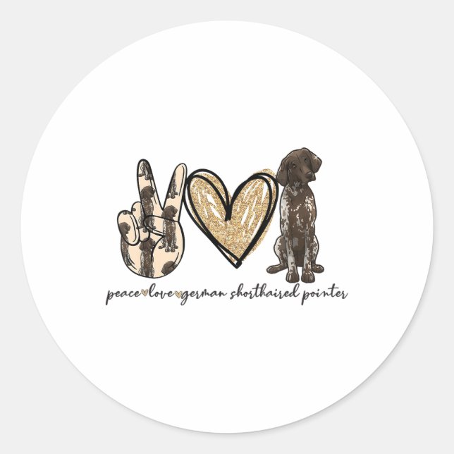 Adesivo Peace Love Gsp German Shorired Pointer Dog Love (Frente)