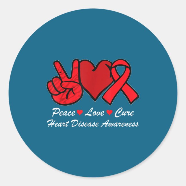 Adesivo Peace Love Heart Disease Awareness Chd Suprt Wear  (Frente)