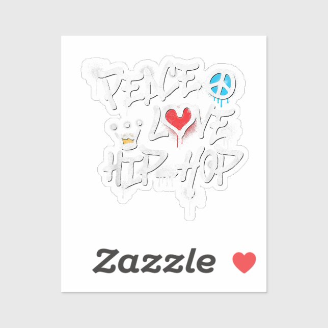 Adesivo Peace Love Hip Hop Dancing (Folha)