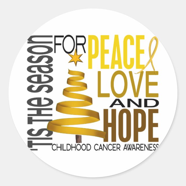 Adesivo Peace Love Hope Christmas Holiday Cancer (Frente)