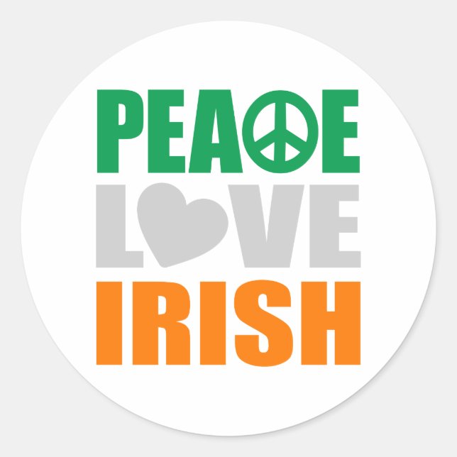 Adesivo Peace Love Irish (Frente)
