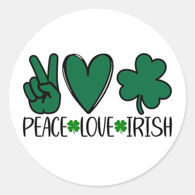 Adesivo Peace Love ☘️ irlandês 💚 (Frente)