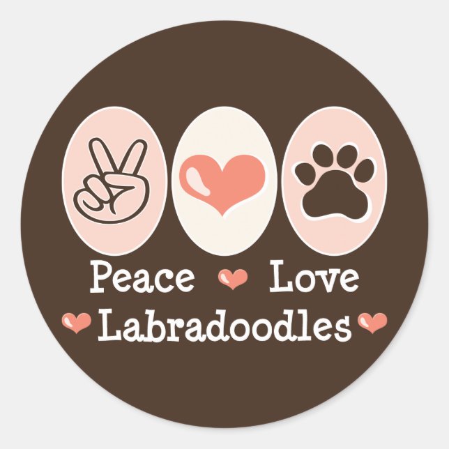 Adesivo Peace Love Labradoodles Stickers (Frente)