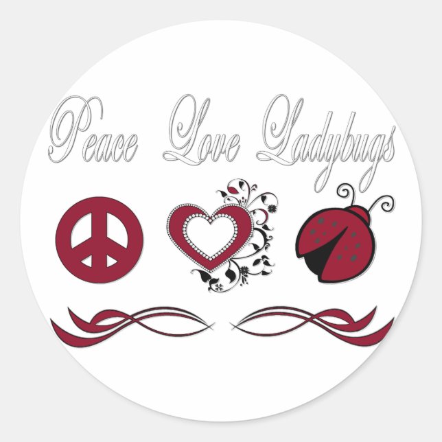 Adesivo Peace Love Ladybugs (Frente)