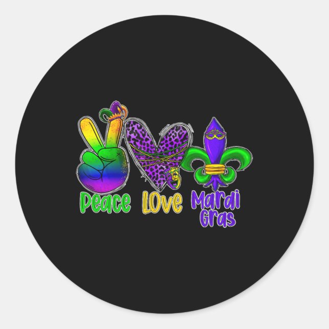 Adesivo Peace Love Mardi Gras (Frente)