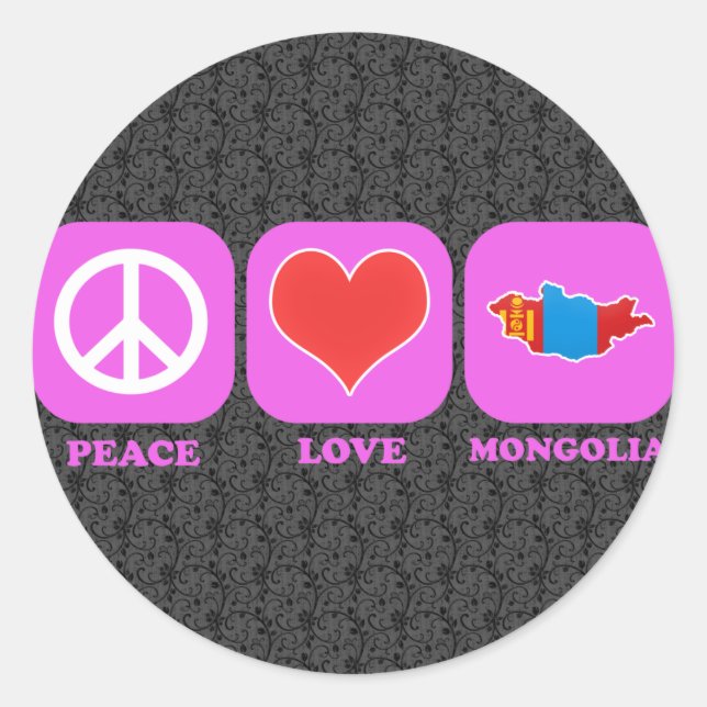 Adesivo Peace Love Mongólia (Frente)