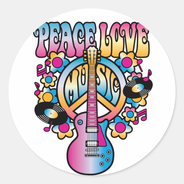 Adesivo Peace Love Music (Frente)