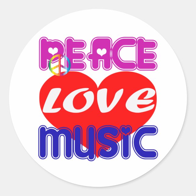 Adesivo Peace Love Music (Frente)