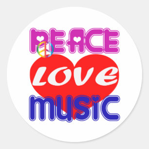 Adesivo Peace Love Music