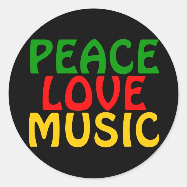 Adesivo Peace Love Music Green Dourado (Frente)