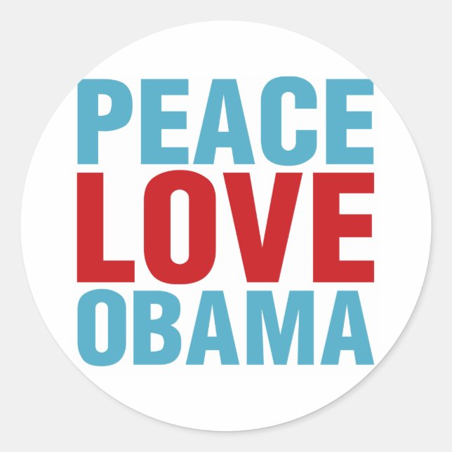 Adesivo Peace Love Obama (Frente)