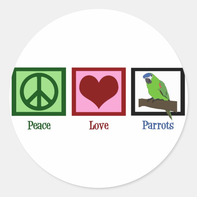 Adesivo Peace Love Parrots (Frente)