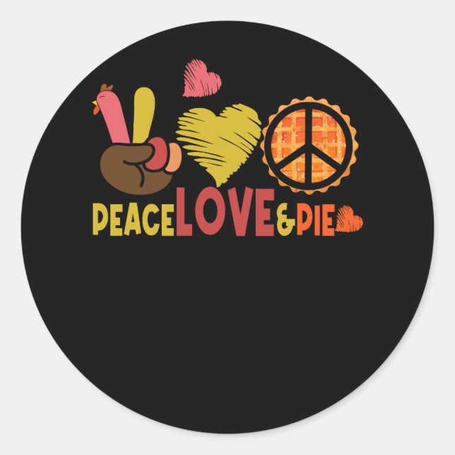 Adesivo Peace Love Pie Graças Peace Sign Turkey Hand (Frente)