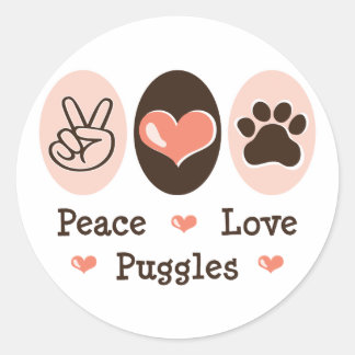 Adesivo Peace Love Puggles Stickers